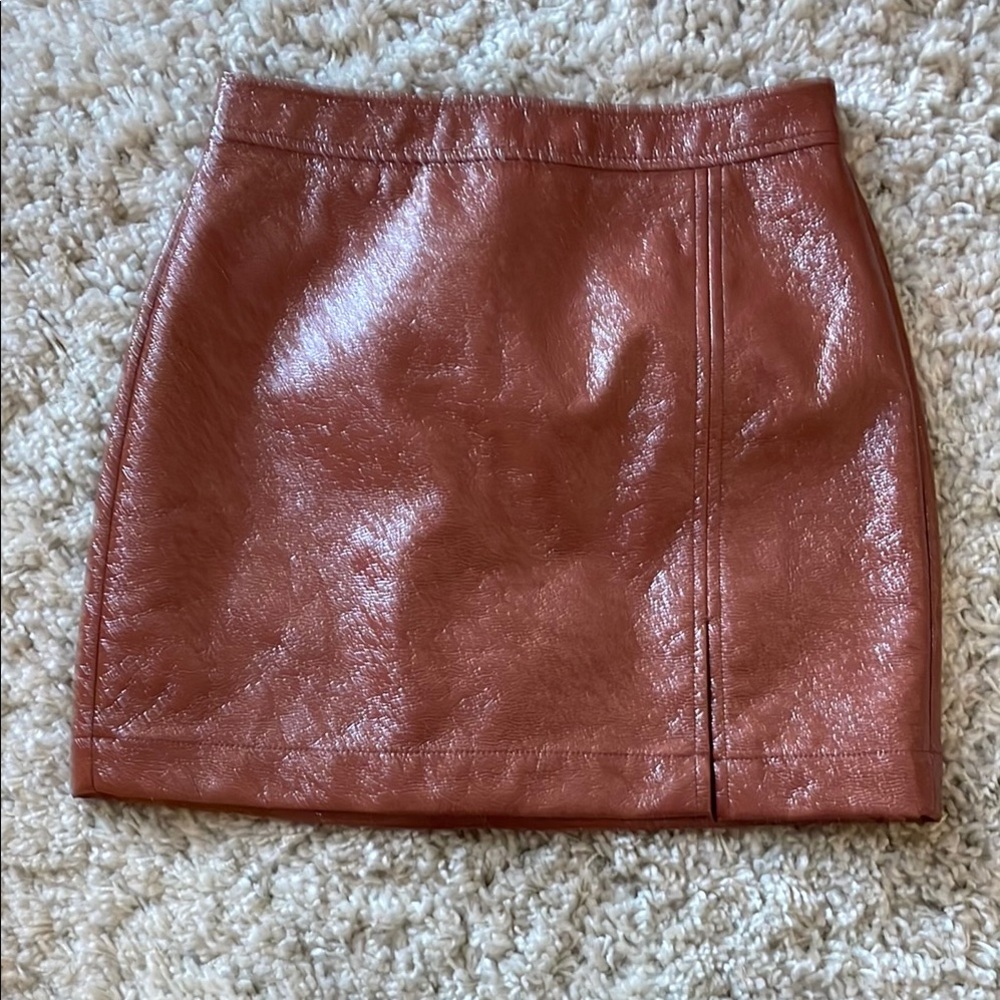 Rust Leather Mini Skirt